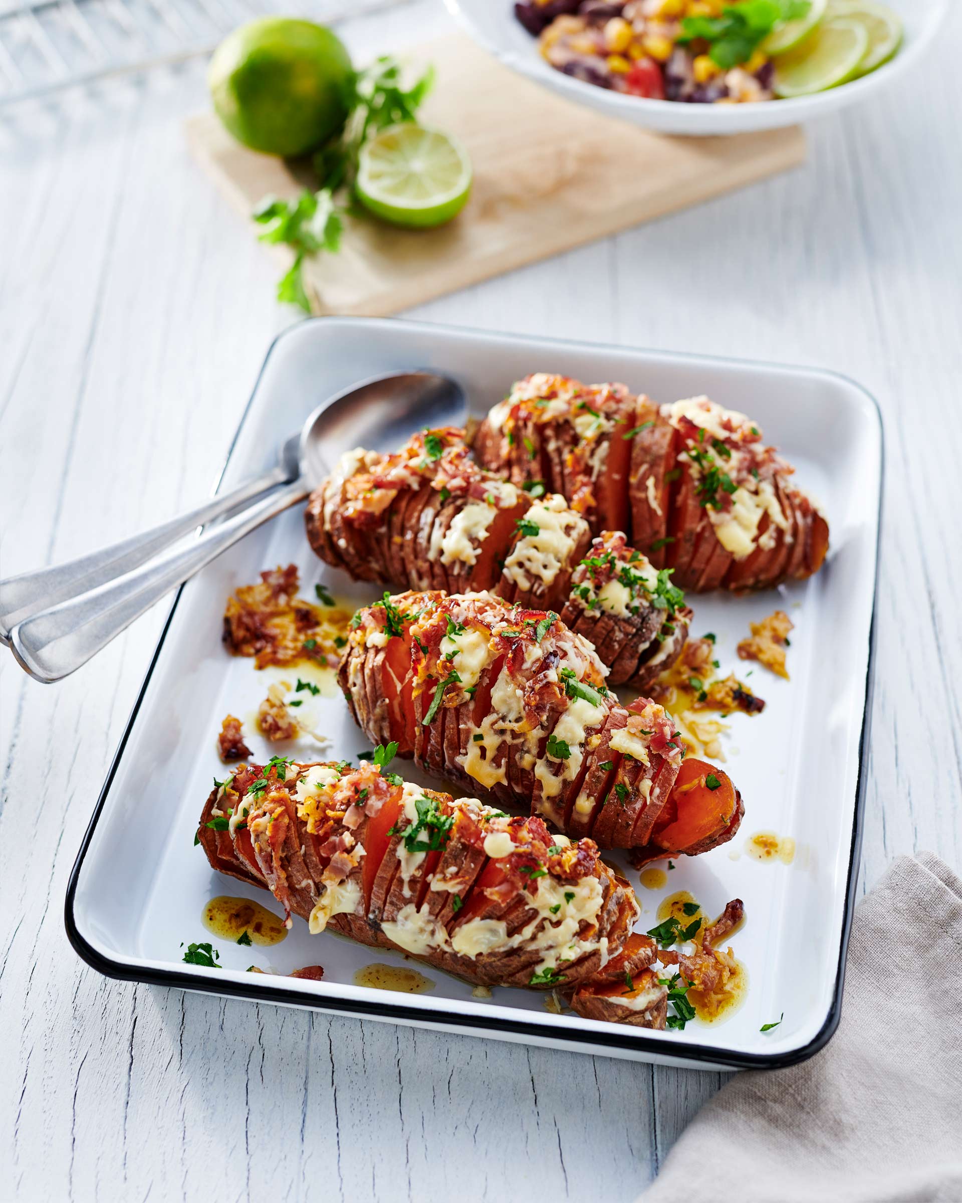 Hasselback Sweet Potatoes “Mexican Style”